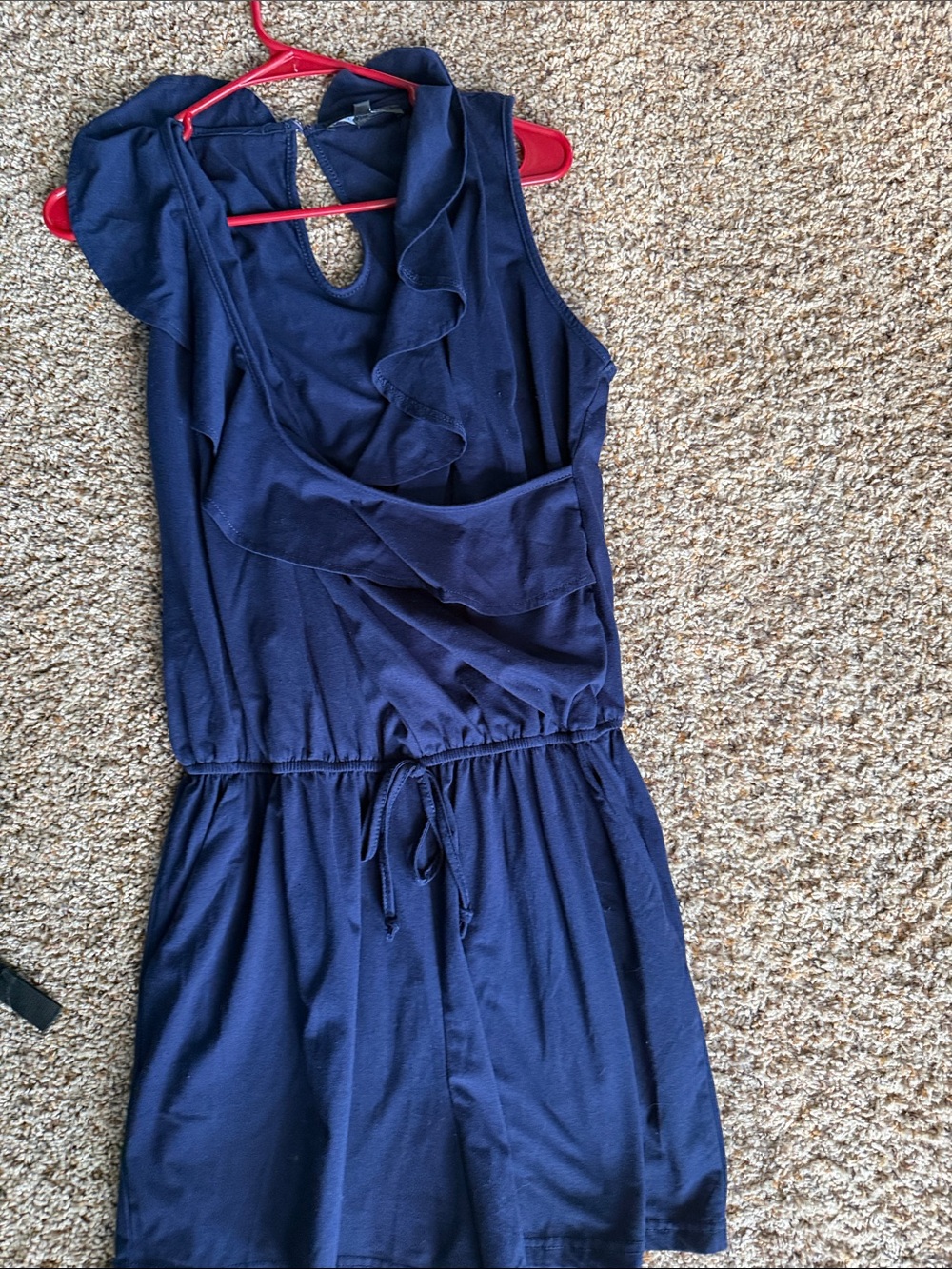 Women’s Navy Ruffle-Front Romper